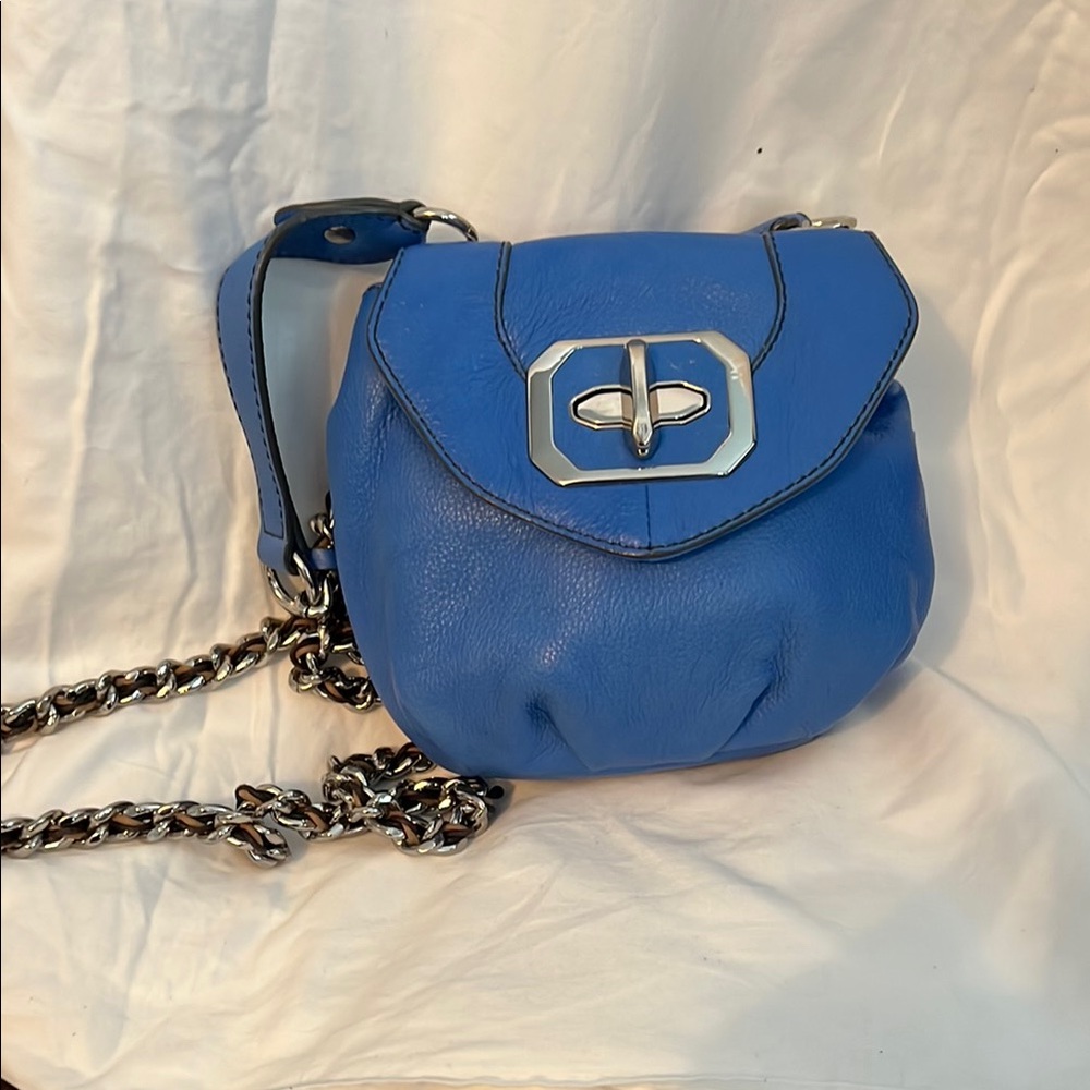 Organy Blue Leather Chain Strap Bag